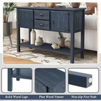 TUYOHW 48 Mobile Credenza Consolle in Legno Massello di Pino, Armadietto con 2 Cassetti, 2 Ante, Ripiano Inferiore, Madia per Cucina, Sala da Pranzo