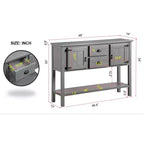 TUYOHW 48 Mobile Credenza Consolle in Legno Massello di Pino, Armadietto con 2 Cassetti, 2 Ante, Ripiano Inferiore, Madia per Cucina, Sala da Pranzo