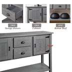TUYOHW 48 Mobile Credenza Consolle in Legno Massello di Pino, Armadietto con 2 Cassetti, 2 Ante, Ripiano Inferiore, Madia per Cucina, Sala da Pranzo