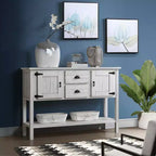 TUYOHW 48 Mobile Credenza Consolle in Legno Massello di Pino, Armadietto con 2 Cassetti, 2 Ante, Ripiano Inferiore, Madia per Cucina, Sala da Pranzo