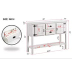 TUYOHW 48 Mobile Credenza Consolle in Legno Massello di Pino, Armadietto con 2 Cassetti, 2 Ante, Ripiano Inferiore, Madia per Cucina, Sala da Pranzo