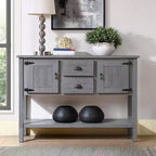 TUYOHW 48 Mobile Credenza Consolle in Legno Massello di Pino, Armadietto con 2 Cassetti, 2 Ante, Ripiano Inferiore, Madia per Cucina, Sala da Pranzo
