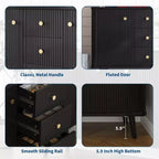Madia/credenza moderna con scanalature da 47 pollici con 3 cassetti, mobile contenitore da cucina sottile, mobile bar in legno per sala da pranzo e soggiorno