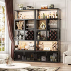 Besiost Mobile Bar per Vino a Colonna da 82,6" con Luci LED e Prese Elettriche