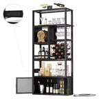 Besiost Mobile Bar per Vino a Colonna da 82,6" con Luci LED e Prese Elettriche
