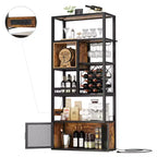 Besiost Mobile Bar per Vino a Colonna da 82,6" con Luci LED e Prese Elettriche