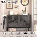 Meuble de rangement buffet avec 4 portes creuses, buffet d'appoint moderne avec étagères réglables et poignée en métal, bahut pour salon Bleu marine