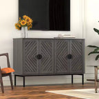 Meuble de rangement buffet avec 4 portes creuses, buffet d'appoint moderne avec étagères réglables et poignée en métal, bahut pour salon Bleu marine