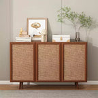 Meuble TV console de rangement d'entrée de style campagnard, buffet d'appoint avec portes et étagères