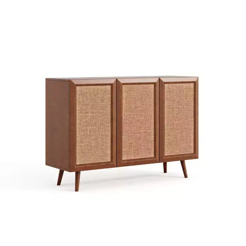 Meuble TV console de rangement d'entrée de style campagnard, buffet d'appoint avec portes et étagères