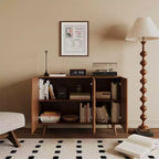 Meuble TV console de rangement d'entrée de style campagnard, buffet d'appoint avec portes et étagères