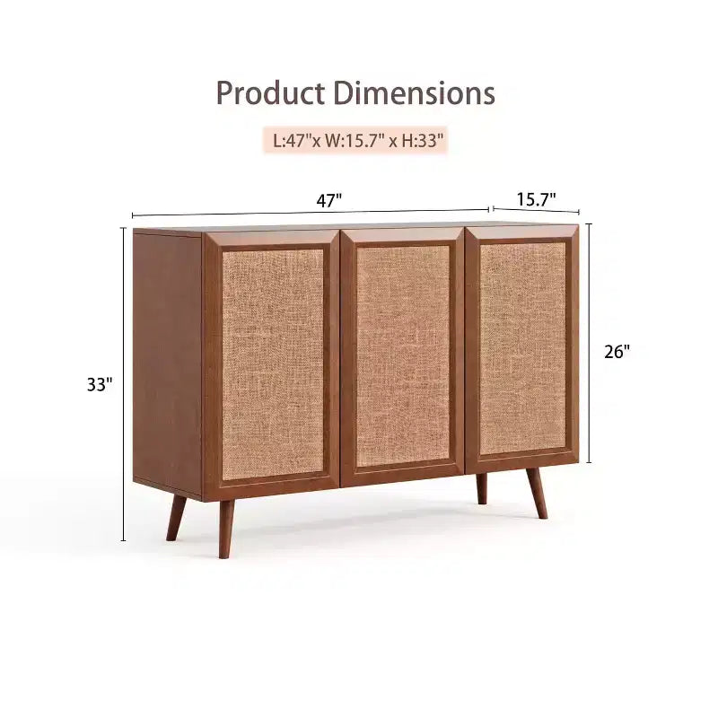 Meuble TV console de rangement d'entrée de style campagnard, buffet d'appoint avec portes et étagères
