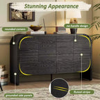 Madia a quattro ante in stile retrò, credenza in legno con ampio spazio contenitivo e angoli arrotondati, perfetta per soggiorno o ingresso, nera, 74 cm.