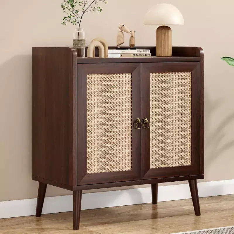 TUYOHW Meuble de rangement pour buffet, buffet de cuisine avec portes en rotin, bande de déflecteur de bureau, armoire console Credenza pour salle à manger, salon
