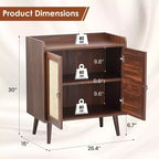 TUYOHW Meuble de rangement pour buffet, buffet de cuisine avec portes en rotin, bande de déflecteur de bureau, armoire console Credenza pour salle à manger, salon