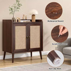 TUYOHW Meuble de rangement pour buffet, buffet de cuisine avec portes en rotin, bande de déflecteur de bureau, armoire console Credenza pour salle à manger, salon