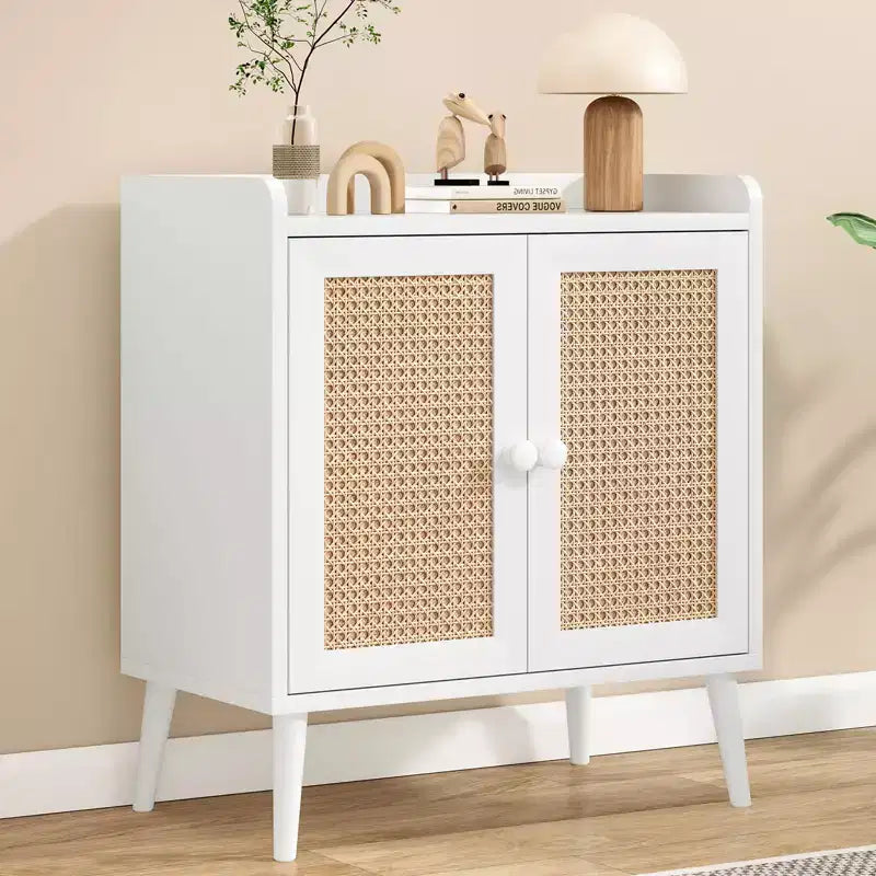 TUYOHW Meuble de rangement pour buffet, buffet de cuisine avec portes en rotin, bande de déflecteur de bureau, armoire console Credenza pour salle à manger, salon