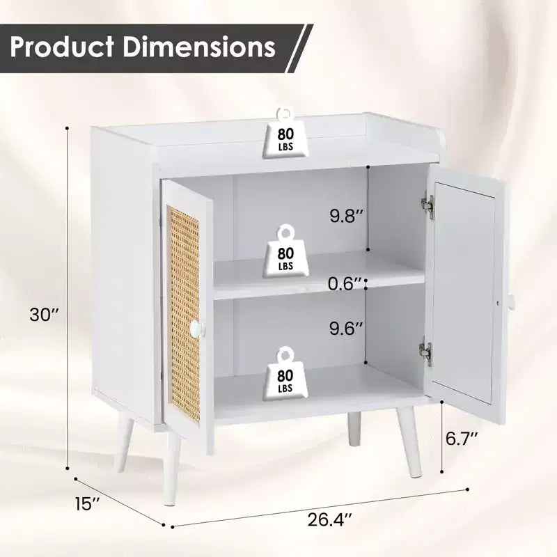 TUYOHW Meuble de rangement pour buffet, buffet de cuisine avec portes en rotin, bande de déflecteur de bureau, armoire console Credenza pour salle à manger, salon