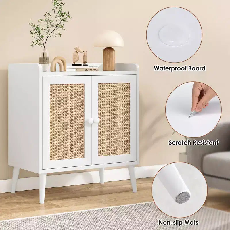 TUYOHW Meuble de rangement pour buffet, buffet de cuisine avec portes en rotin, bande de déflecteur de bureau, armoire console Credenza pour salle à manger, salon
