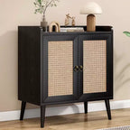 TUYOHW Meuble de rangement pour buffet, buffet de cuisine avec portes en rotin, bande de déflecteur de bureau, armoire console Credenza pour salle à manger, salon