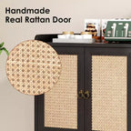 TUYOHW Meuble de rangement pour buffet, buffet de cuisine avec portes en rotin, bande de déflecteur de bureau, armoire console Credenza pour salle à manger, salon