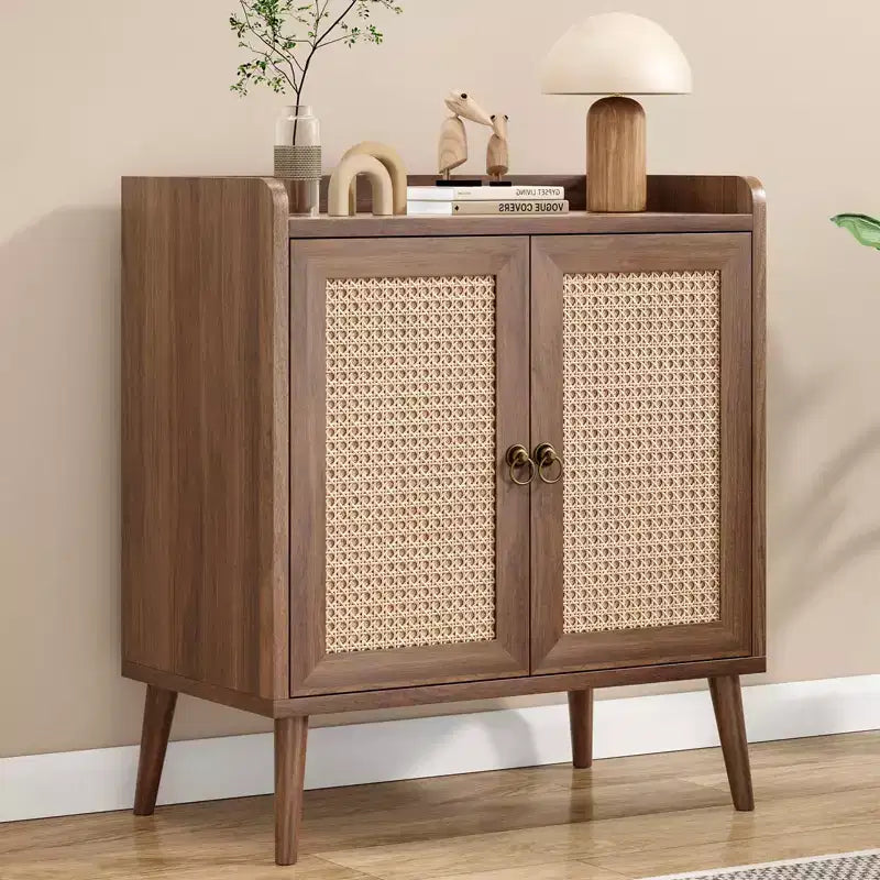TUYOHW Meuble de rangement pour buffet, buffet de cuisine avec portes en rotin, bande de déflecteur de bureau, armoire console Credenza pour salle à manger, salon