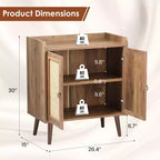 TUYOHW Meuble de rangement pour buffet, buffet de cuisine avec portes en rotin, bande de déflecteur de bureau, armoire console Credenza pour salle à manger, salon