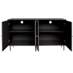 TUYOHW Mobiletto/Consolle da Ingresso/Sala da Pranzo a 4 Ante Laccato in Legno con Maniglie Dorate, Ripiani Regolabili, Credenza Contenitore