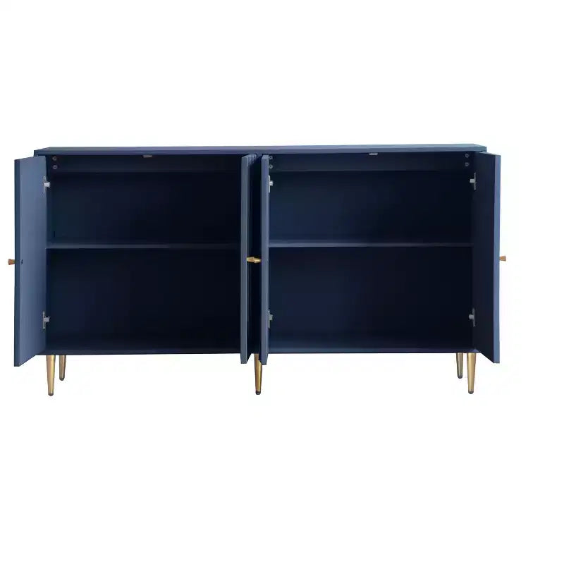 TUYOHW Mobiletto/Consolle da Ingresso/Sala da Pranzo a 4 Ante Laccato in Legno con Maniglie Dorate, Ripiani Regolabili, Credenza Contenitore