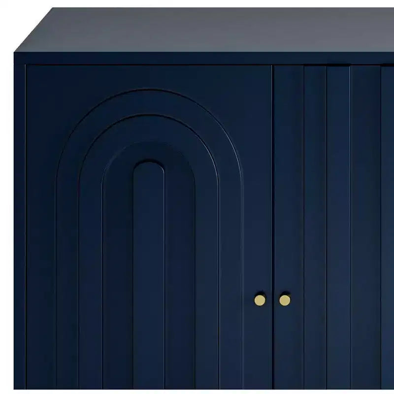 TUYOHW Mobiletto/Consolle da Ingresso/Sala da Pranzo a 4 Ante Laccato in Legno con Maniglie Dorate, Ripiani Regolabili, Credenza Contenitore