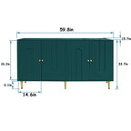 TUYOHW Mobiletto/Consolle da Ingresso/Sala da Pranzo a 4 Ante Laccato in Legno con Maniglie Dorate, Ripiani Regolabili, Credenza Contenitore
