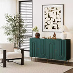 TUYOHW Mobiletto/Consolle da Ingresso/Sala da Pranzo a 4 Ante Laccato in Legno con Maniglie Dorate, Ripiani Regolabili, Credenza Contenitore