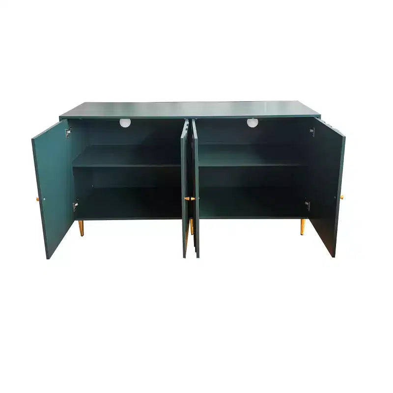 TUYOHW Mobiletto/Consolle da Ingresso/Sala da Pranzo a 4 Ante Laccato in Legno con Maniglie Dorate, Ripiani Regolabili, Credenza Contenitore