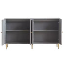 TUYOHW Mobiletto/Consolle da Ingresso/Sala da Pranzo a 4 Ante Laccato in Legno con Maniglie Dorate, Ripiani Regolabili, Credenza Contenitore