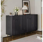 TUYOHW Mobiletto/Consolle da Ingresso/Sala da Pranzo a 4 Ante Laccato in Legno con Maniglie Dorate, Ripiani Regolabili, Credenza Contenitore