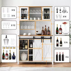 Mobile bar da fattoria con anta scorrevole a granaio, credenza rustica da 70 pollici con portabottiglie e portabicchieri per cucina, sala da pranzo o angolo bar