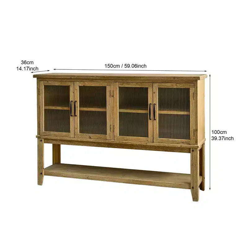 Credenza Christopher Knight Home Belmont in legno rustico con anta in vetro e ripiano aperto