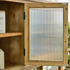 Credenza Christopher Knight Home Belmont in legno rustico con anta in vetro e ripiano aperto