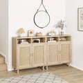 2 Pack Rattan Sideboard Buffet Cabinets, Double Door Modern Accent Storage Console Tables for Dining Room, Entryway, Living Room & Coffee Bar