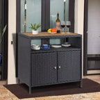 Mobile contenitore in vimini per esterni con telaio in metallo, Organizer da giardino e patio per cuscini, giocattoli e attrezzi, resistente a tutte le condizioni atmosferiche
