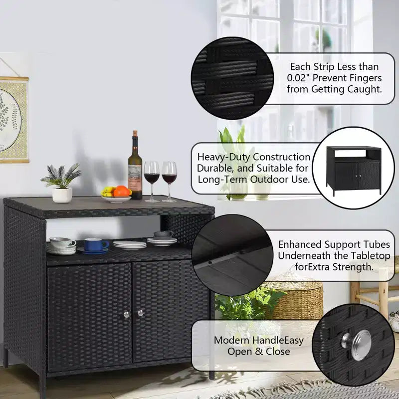 Mobile contenitore in vimini per esterni con telaio in metallo, Organizer da giardino e patio per cuscini, giocattoli e attrezzi, resistente a tutte le condizioni atmosferiche