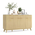 60 Large Sideboard Buffet Cabinet with Storage , Fluted Storage Cabinet with Drawers and Adjustable Shelves, Wooden Coffee Bar Console Table
