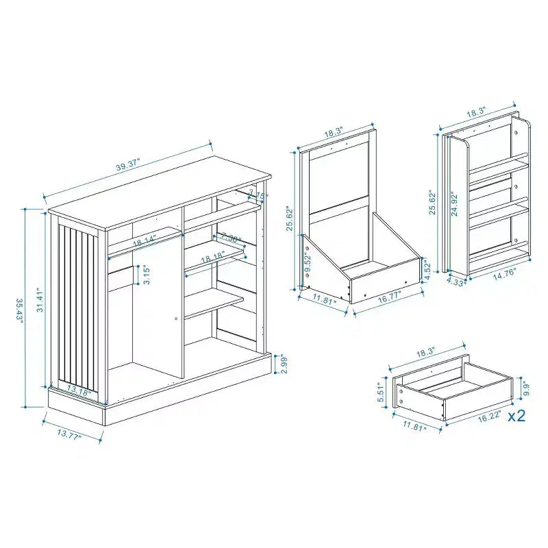 GDFStudio Avalon Mobile porta pattumiera con design a scomparsa e cassetti