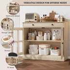 35.4 Mobile credenza moderno con ante in vetro, contenitore e cassetti - Soluzione di stoccaggio versatile per sala da pranzo e cucina