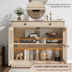 35.4 Mobile credenza moderno con ante in vetro, contenitore e cassetti - Soluzione di stoccaggio versatile per sala da pranzo e cucina