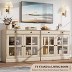 35.4 Mobile credenza moderno con ante in vetro, contenitore e cassetti - Soluzione di stoccaggio versatile per sala da pranzo e cucina