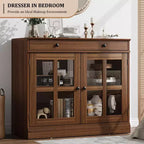 35.4 Mobile credenza moderno con ante in vetro, contenitore e cassetti - Soluzione di stoccaggio versatile per sala da pranzo e cucina