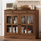 35.4 Mobile credenza moderno con ante in vetro, contenitore e cassetti - Soluzione di stoccaggio versatile per sala da pranzo e cucina