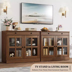 35.4 Mobile credenza moderno con ante in vetro, contenitore e cassetti - Soluzione di stoccaggio versatile per sala da pranzo e cucina