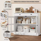 35.4 Mobile credenza moderno con ante in vetro, contenitore e cassetti - Soluzione di stoccaggio versatile per sala da pranzo e cucina
